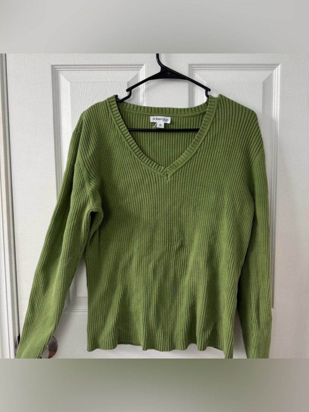St. John's Bay Olive Green Ribbed V-Neck Sweater